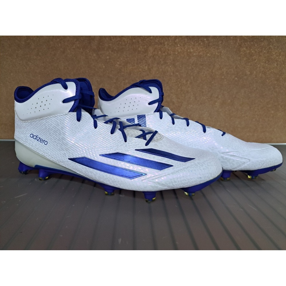 Adidas Men's Adizero 5-Star‎ 5.0 Mid Football Cleats AQ8746 White Royal Sz 15